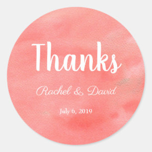 Coral Dreams Wedding Thank You Favour Stickers