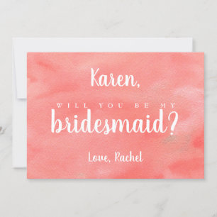 Coral Dreams Wedding Will You Be My Bridesmaid Invitation