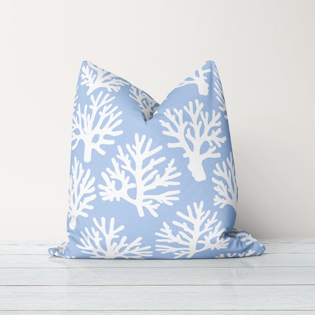 Coral Drift Soft Blue White Cushion (Creator Uploaded)