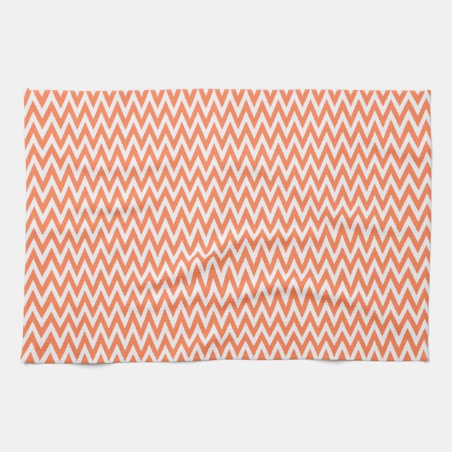 Coral Elegant Chevron Design Tea Towel (Horizontal)
