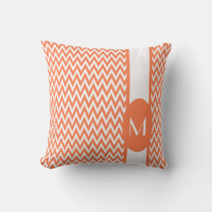 Coral Elegant Chevron Design with monogram Cushion