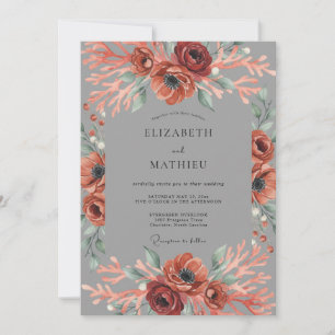 Coral Ethereal Blossom Wedding Invitation