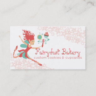 Coral fairy magic whisk cookie cupcake bakery business card