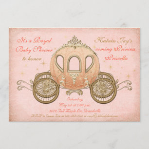 Coral Fairytale Princess Baby Shower Invitations