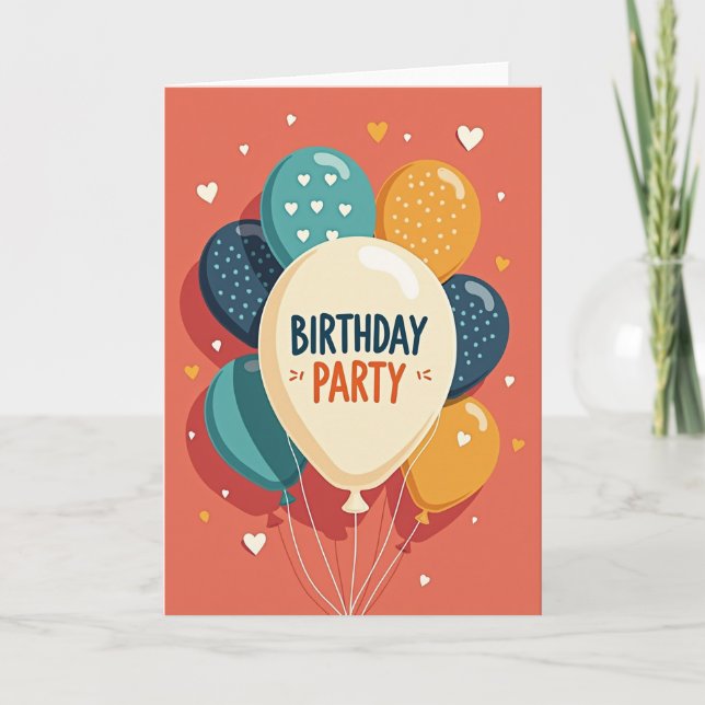 Coral Festive Birthday Card (Front)
