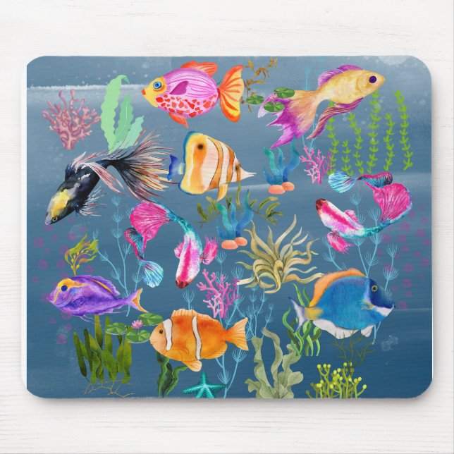 Coral Fish, Blue Ocean Mouse Mat (Front)