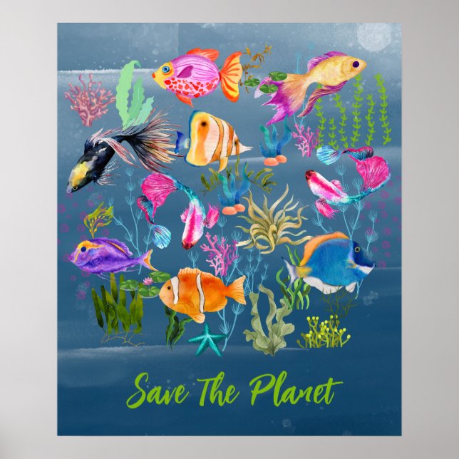 Coral Fish, Blue Ocean Poster (Front)