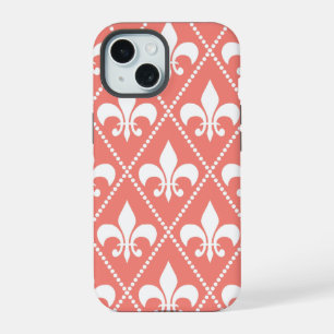 Coral Fleur de Lis iPhone 15 Case