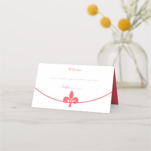 Coral Fleur de Lis Wedding Reception Place Card