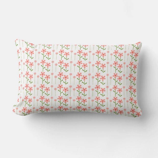 Coral Floral American MoJo Lumbar Pillow (Front)