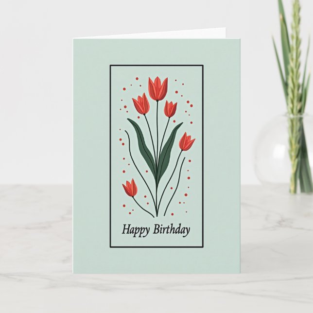 Coral Floral Birthday Card (Front)