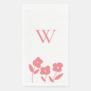 Coral  Floral Blooms  custom monogram  Napkin