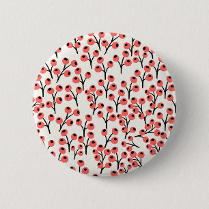 Coral Floral Botanical Custom Monogram 6 Cm Round Badge