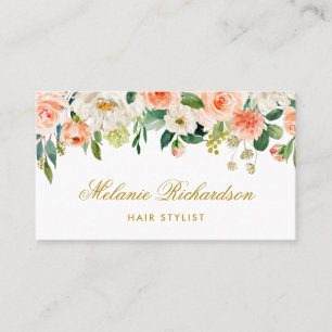 Coral Floral Hair Stylist Appointment Gold Card