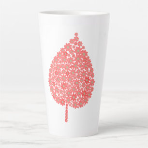 Coral Floral Leaf Design – Boho Botanical Leaf Mad Latte Mug