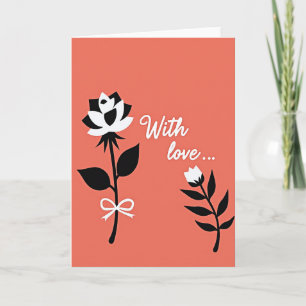 Coral Floral Love Greeting Card