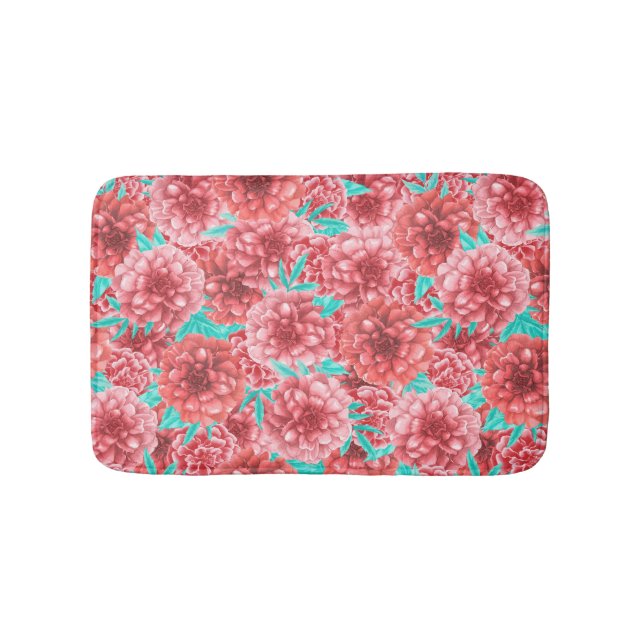 Coral Floral Pattern Bath Mat (Front)