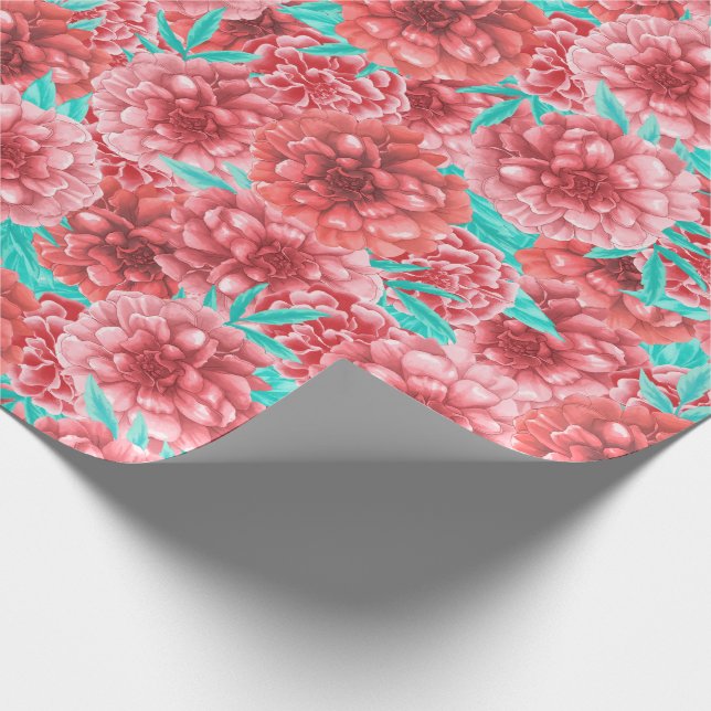 Coral Floral Pattern Wrapping Paper (Corner)