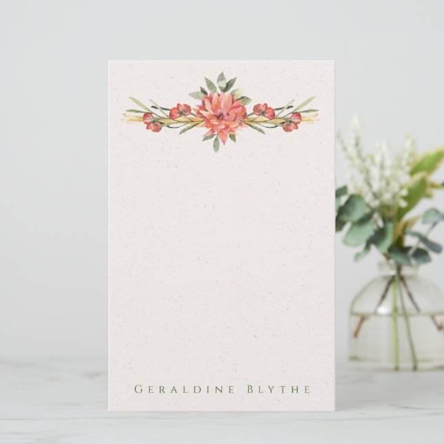 Coral Floral Personalised Stationery (Standing Front)