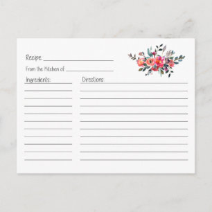 Coral Floral Recipe Card