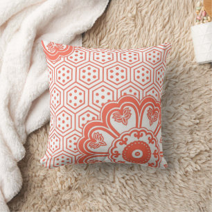 Coral Floral Retro Pattern Pillow