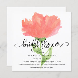 Coral Floral Watercolor   Bridal Shower Invite