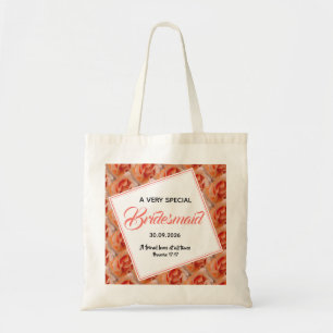 Coral Floral Wedding Christian Bridesmaid Tote Bag
