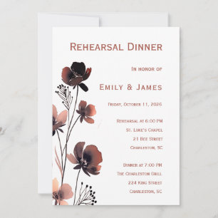 Coral Floral Wedding Invitation
