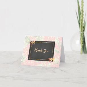 Coral Floral Wedding Thank You