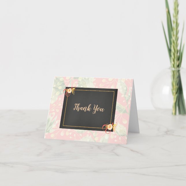 Coral Floral Wedding Thank You (Front)