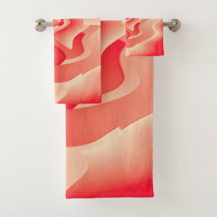 coral flower bath towel set