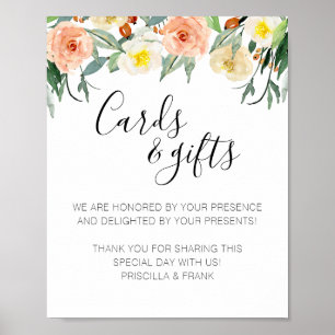Coral Flower Cards and Gifts Wedding Sign