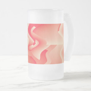 coral flower frosted glass beer mug