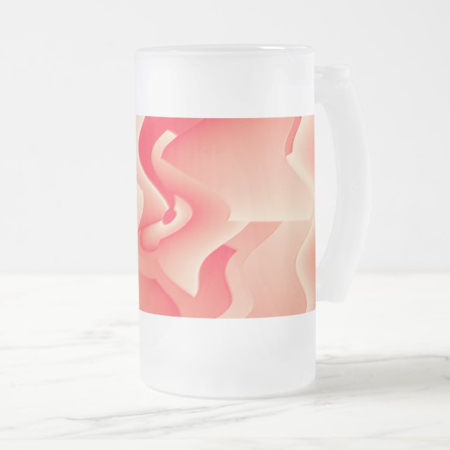 coral flower frosted glass beer mug (Front Right)