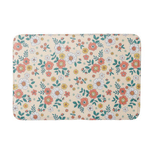 Coral Flower Garden Pattern Bath Mat