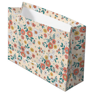 Coral Flower Garden Pattern Large Gift Bag