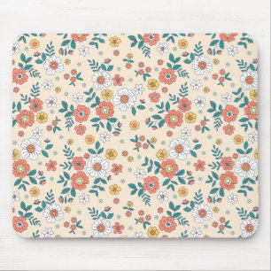 Coral Flower Garden Pattern Mouse Mat