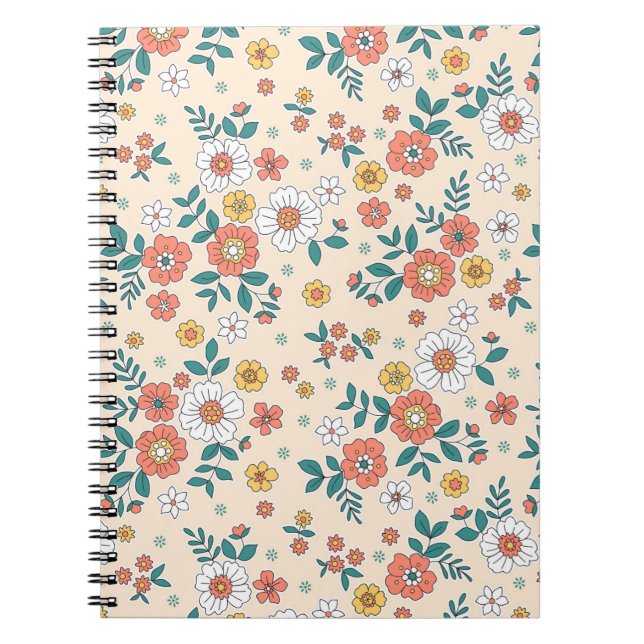 Coral Flower Garden Pattern Notebook (Front)