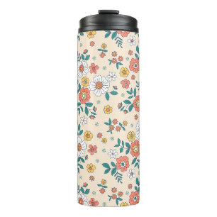 Coral Flower Garden Pattern Thermal Tumbler