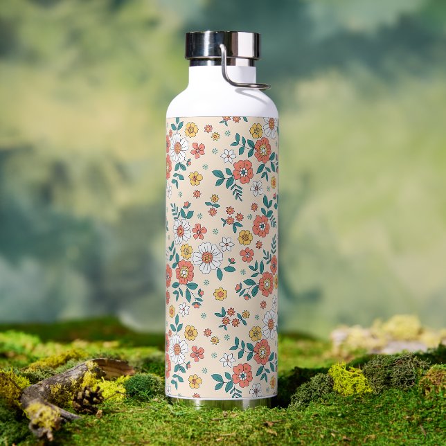 Coral Flower Garden Pattern Water Bottle (Outdoor)