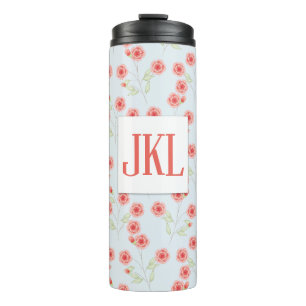 Coral Flower Pattern Thermal Tumbler