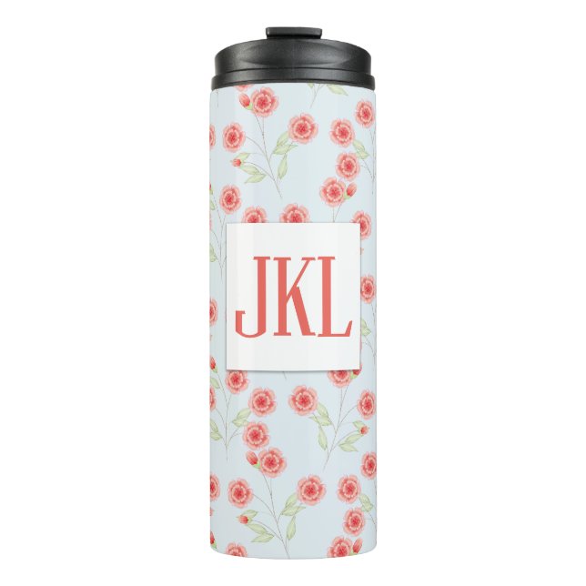 Coral Flower Pattern Thermal Tumbler (Front)