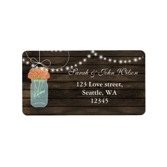 coral flowers mason jar address label (Front)