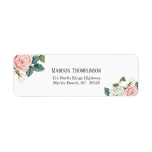 Coral Flowers Return Address Label