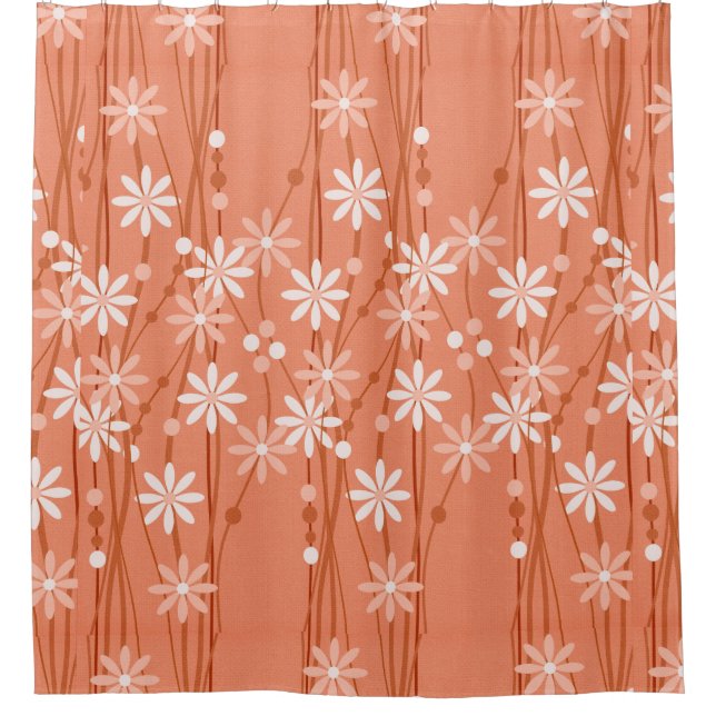 Coral Flowers Shower Curtain (Front)
