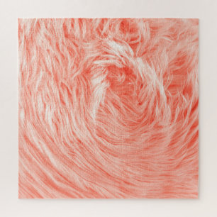 Coral Fluffy Fur: 2019 Trend. Jigsaw Puzzle