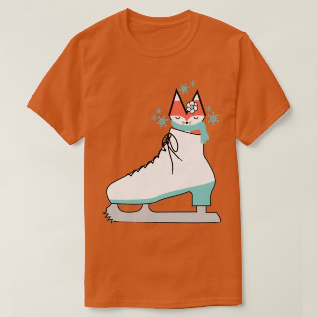 Coral Fox in Figure Skate T-Shirt (Design Front)