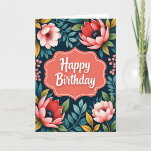 Coral Frame Birthday Card