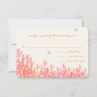 Coral & Fuchia Wild Flower Bee Wedding RSVP