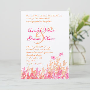Coral & Fuchsia Flower Butterfly Wedding Invites